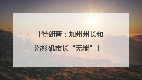 特朗普：加州州长和洛杉矶市长“无能”